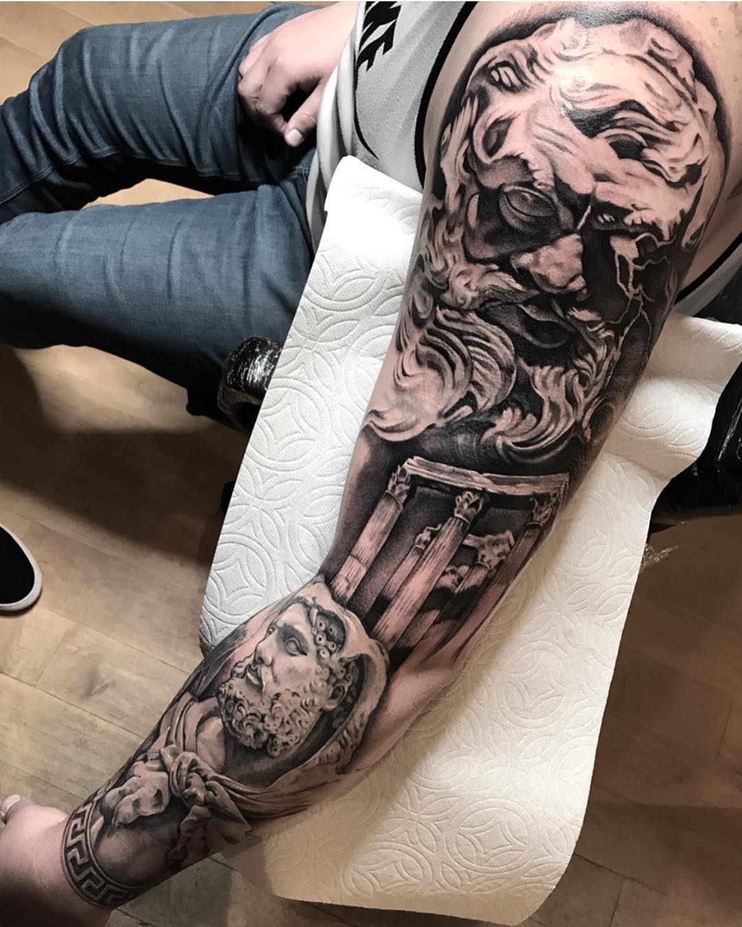 Greek mythology tattoo sleeve